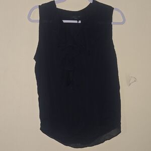 Tommy Hilfiger size large navy ruffled Collar Womens Sleeveless Top